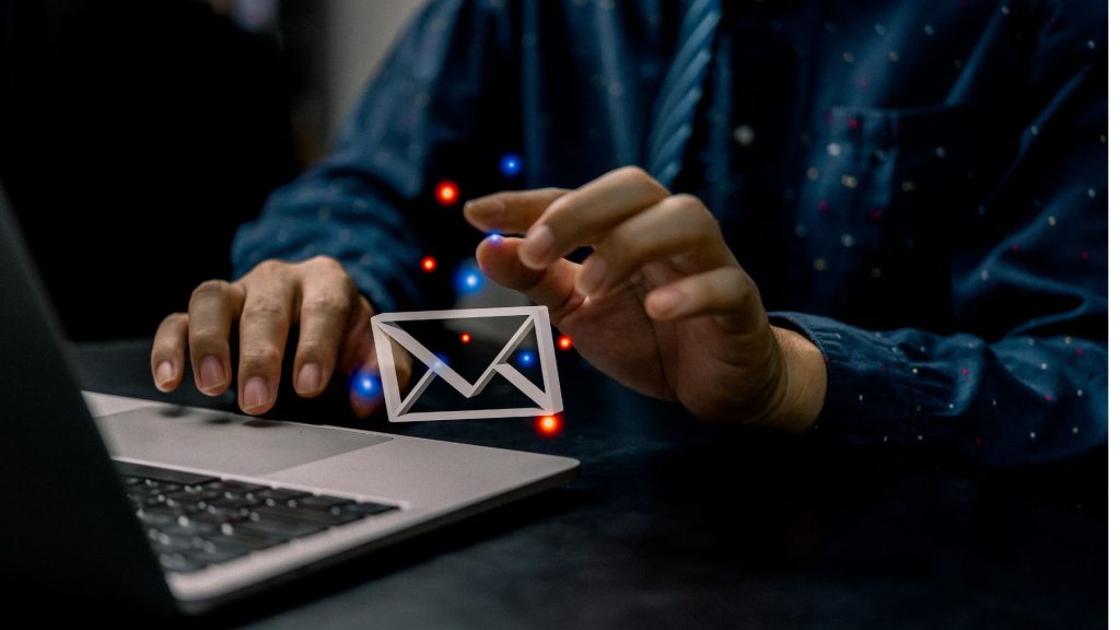 worker sending email that matches their domain name