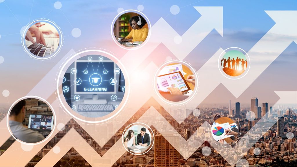 a productive employees learning online using their company's lms provided by their managed service provider