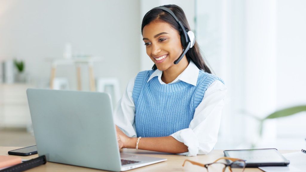 support staff helping with online training